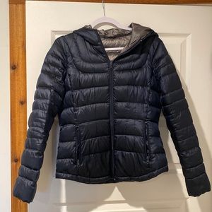 Bernardo | Navy Blue Lightweight Hooded Down Puffer Jacket | Sz Medium
